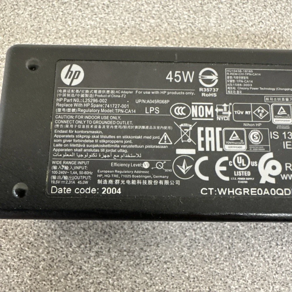 OEM HP 45W Blue Tip Laptop AC Adapter Charger Power Supply 741727-001 L25296-002